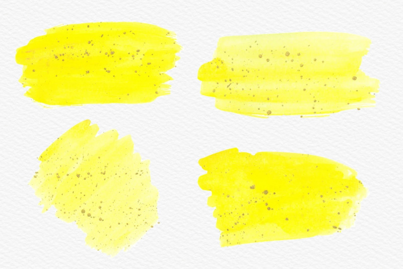 yellow-watercolor-splashes-with-gold-ink-clipart