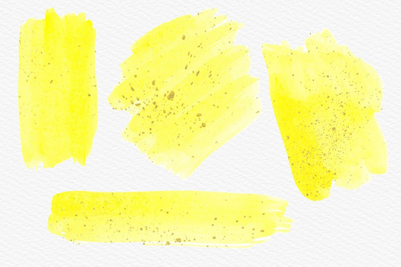 yellow-watercolor-splashes-with-gold-ink-clipart