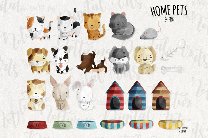 watercolor-home-pets-clipart-set-of-24