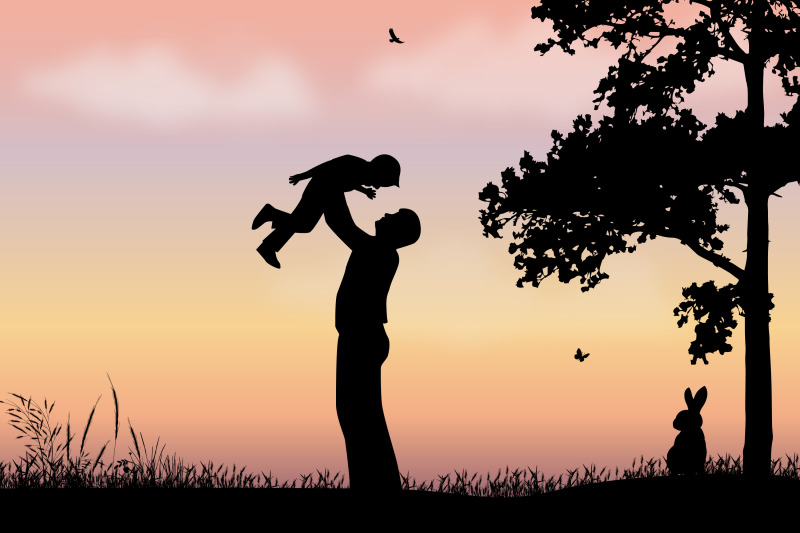 father-and-son-silhouette-landscape