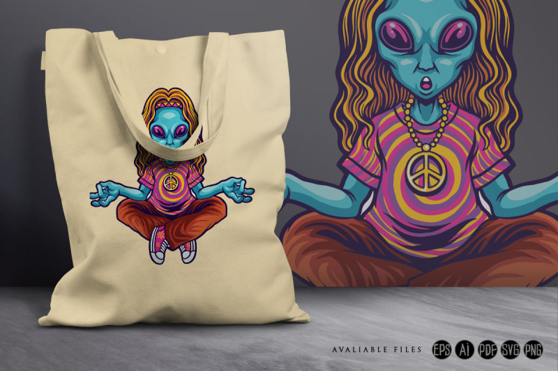 hippie-peace-alien-yoga-svg