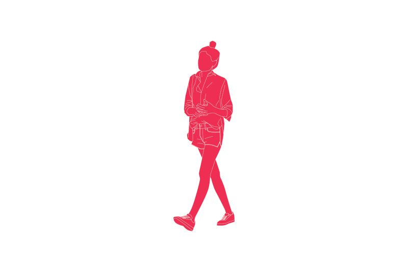 vector-illustration-of-a-stylish-woman-walking-with-her-bottle