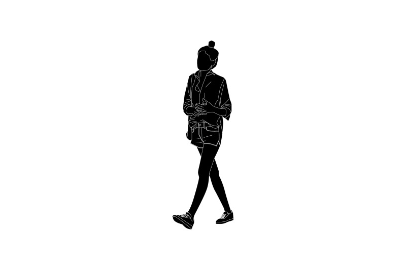vector-illustration-of-a-stylish-woman-walking-with-her-bottle