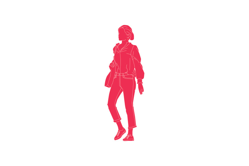 vector-illustration-of-a-woman-casually-walking-down-the-street