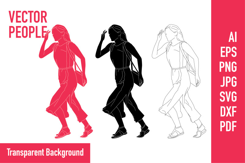 vector-illustration-of-casual-woman-in-hurry-flat-style-with-outline