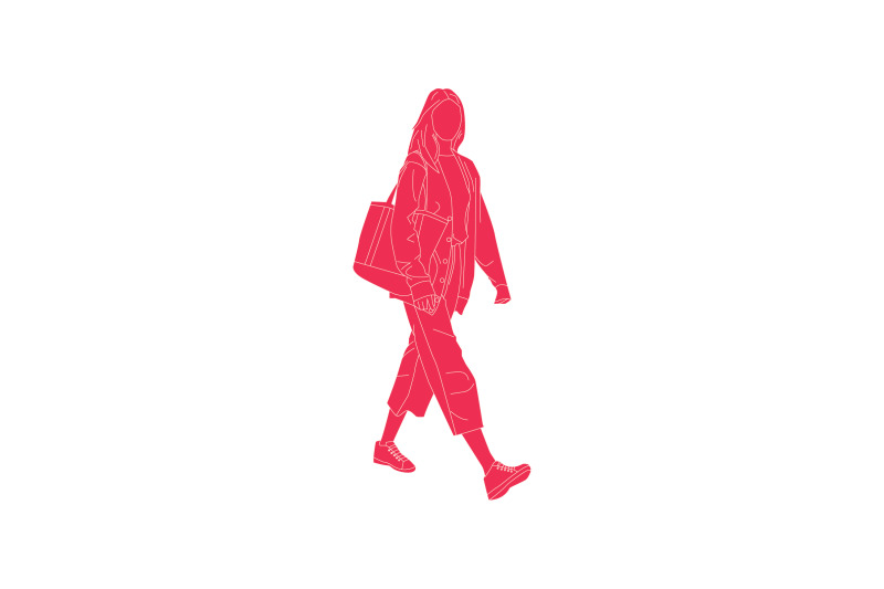 vector-illustration-of-elegant-woman-walking-on-the-side-road