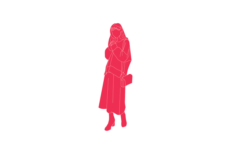 vector-illustration-of-woman-in-winter-outfit-flat-style-with-outline