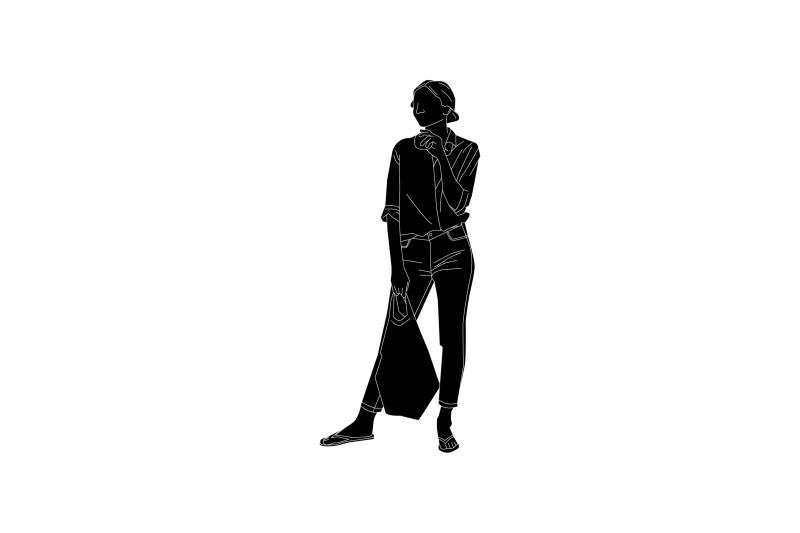 vector-illustration-of-casual-woman-carrying-her-groceries
