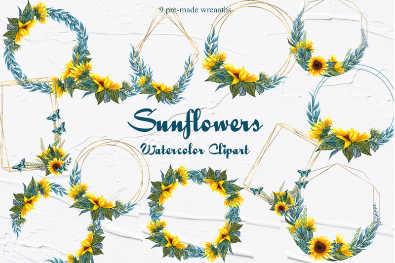 sunflower-watercolor-wreaths
