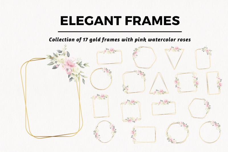 geometric-frames-creme-rose-watercolor-flowers-clipart