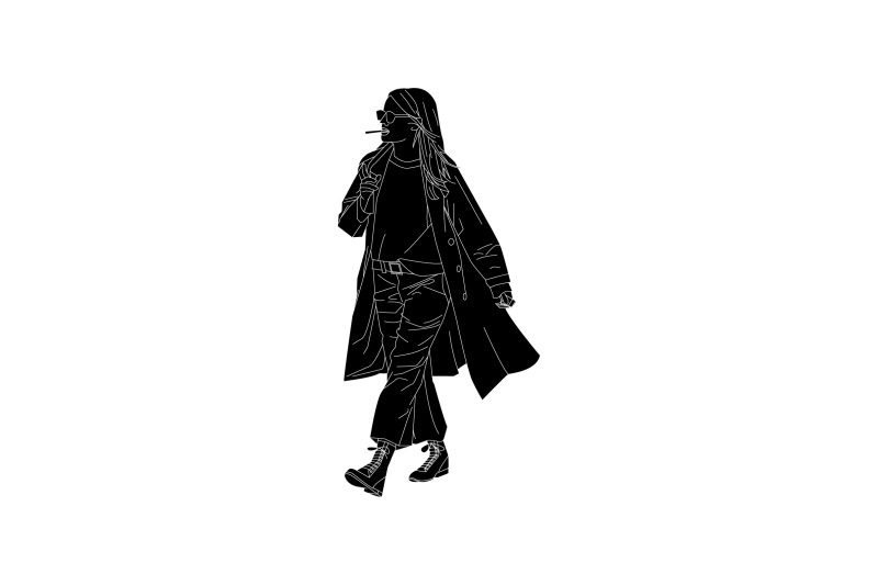 vector-illustration-fashionable-woman-walking-on-the-sideroad