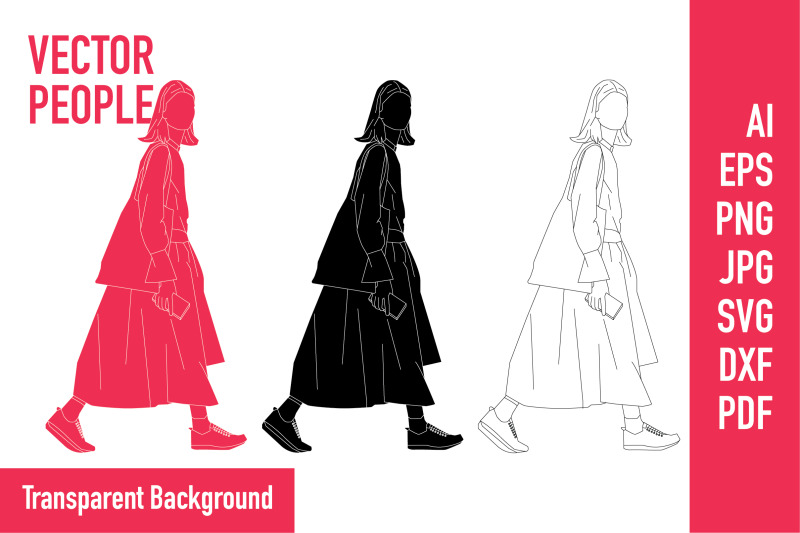 vector-illustration-of-elegant-woman-walking-on-the-sideroad