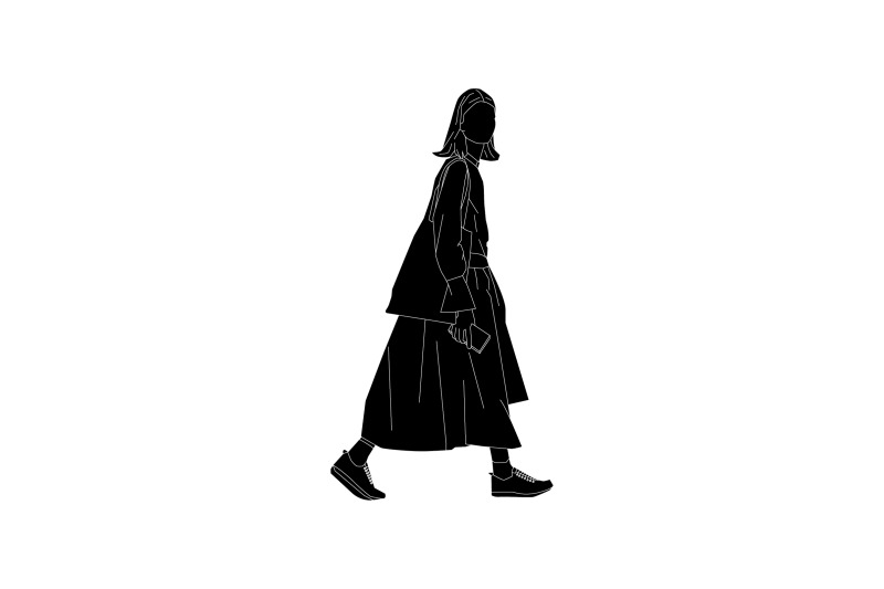 vector-illustration-of-elegant-woman-walking-on-the-sideroad
