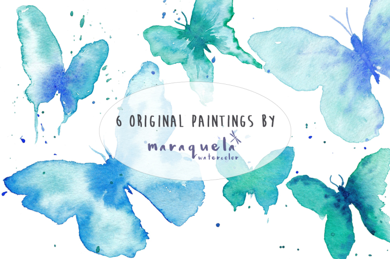 watercolor-blue-butterflies-clip-art-handmade