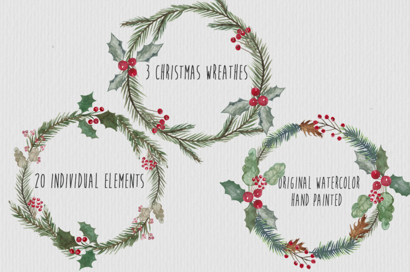 watercolor-christmas-wreathes-hand-painted