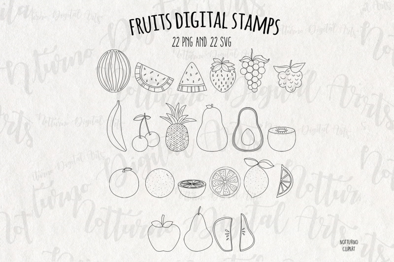 fruits-digital-stamps-svg-set-of-22