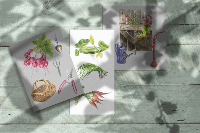 rustic-decor-clipart-greenhouses-vegetables-pots-baskets