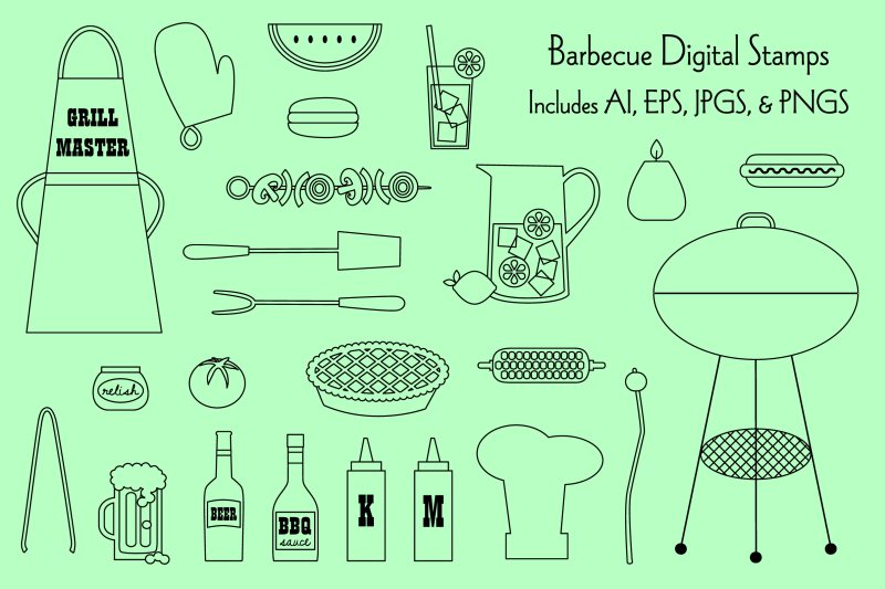barbecue-digital-stamps