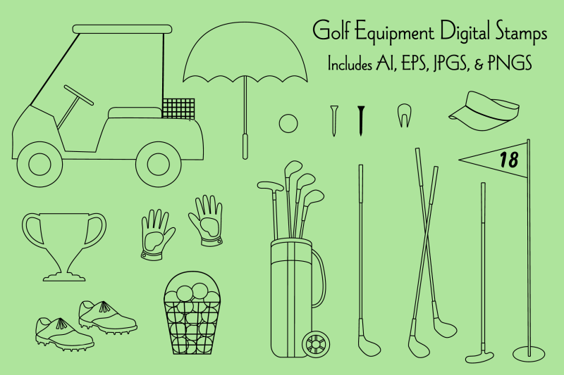 golfing-equipment-digital-stamps