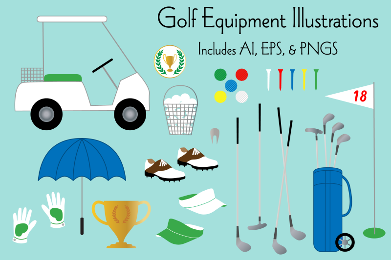 golfing-equipment-illustrations