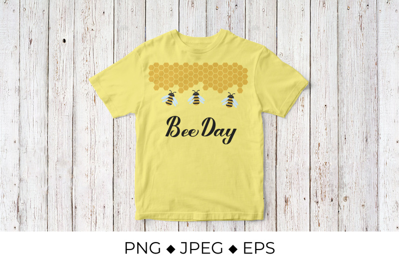 bee-day-hand-lettering-with-cute-cartoon-bees-and-honeycombs