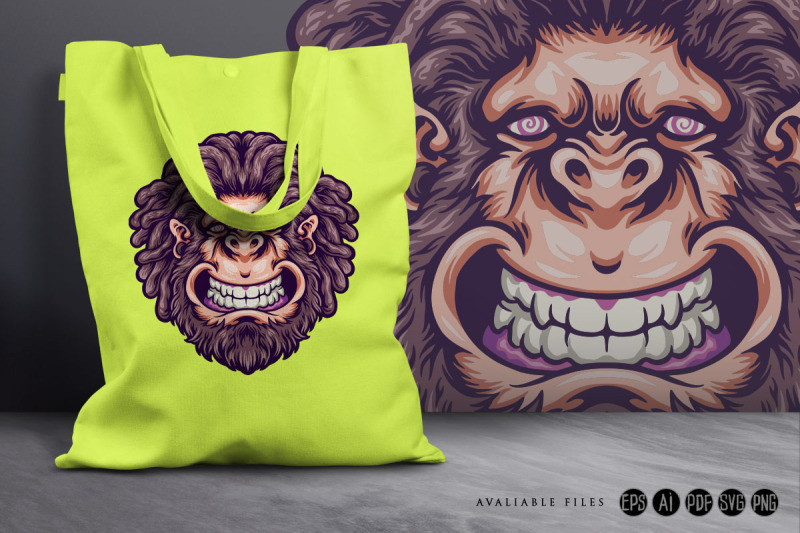 trippy-smiling-male-gorilla-svg-illustration