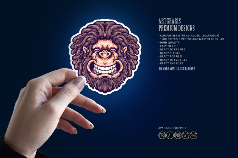 trippy-smiling-male-gorilla-svg-illustration