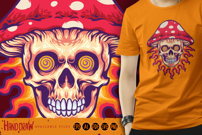 trippy-mushroom-head-skull-on-fire-svg-illustrations