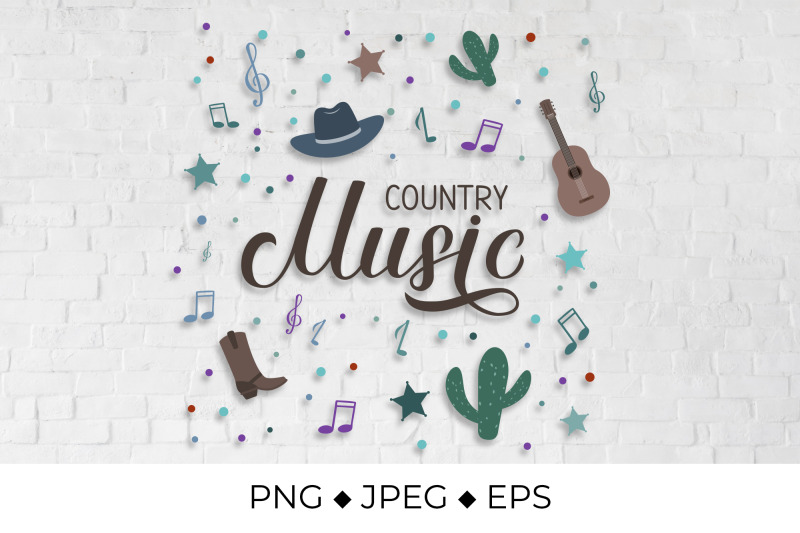 country-music-lettering-with-hat-cowboy-boots-notes-and-guitar