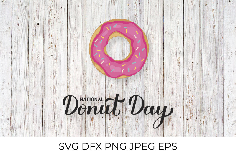 national-donut-day-calligraphy-lettering-and-pink-doughnut