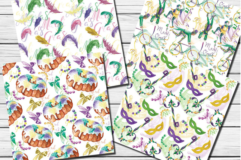 watercolor-mardi-gras-carnival-seamless-patterns