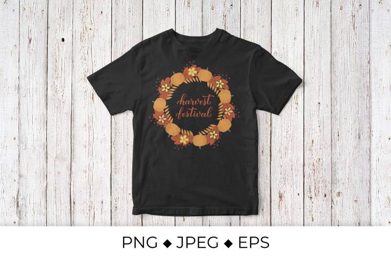 harvest-festival-lettering-with-wreath-of-colorful-autumn-leaves