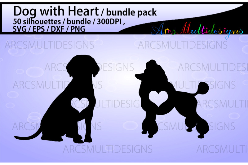 dog-with-heart-silhouette-bundle