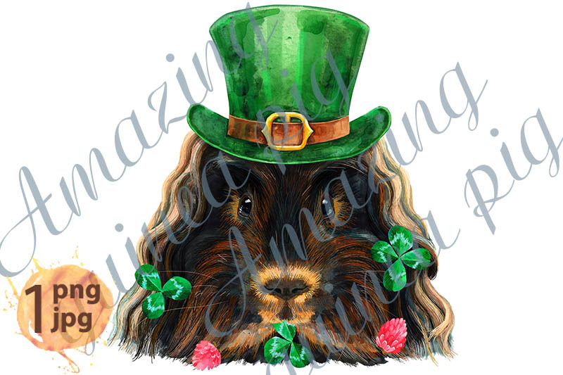 watercolor-portrait-of-merino-guinea-pig-in-a-leprechaun-039-s-hat