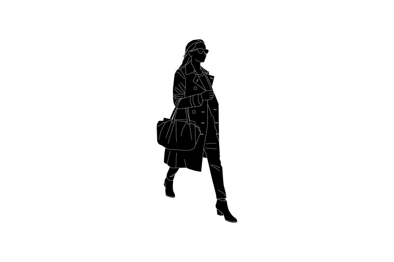 vector-illustration-of-fashionable-woman-walking-on-the-sideroad