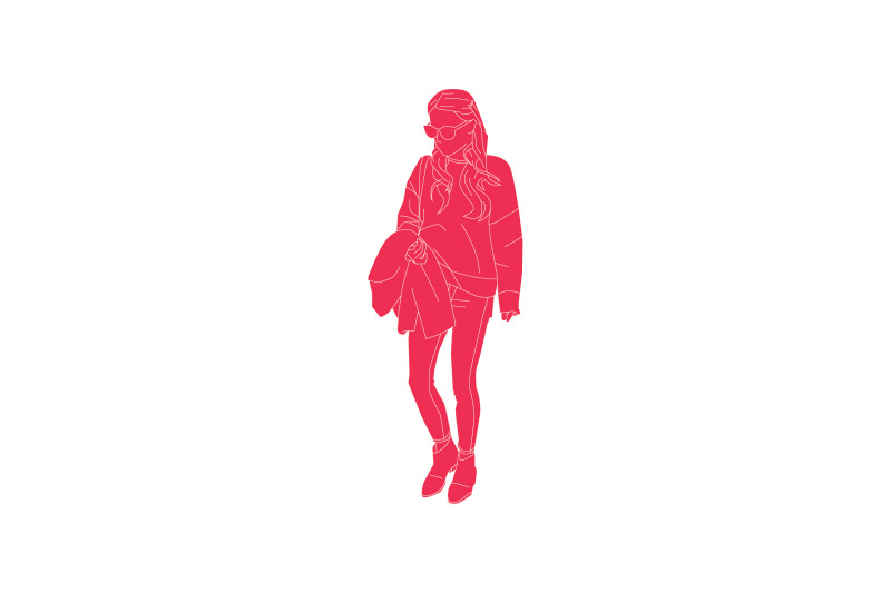 vector-illustration-of-fashionable-woman-walking-on-the-sideroad