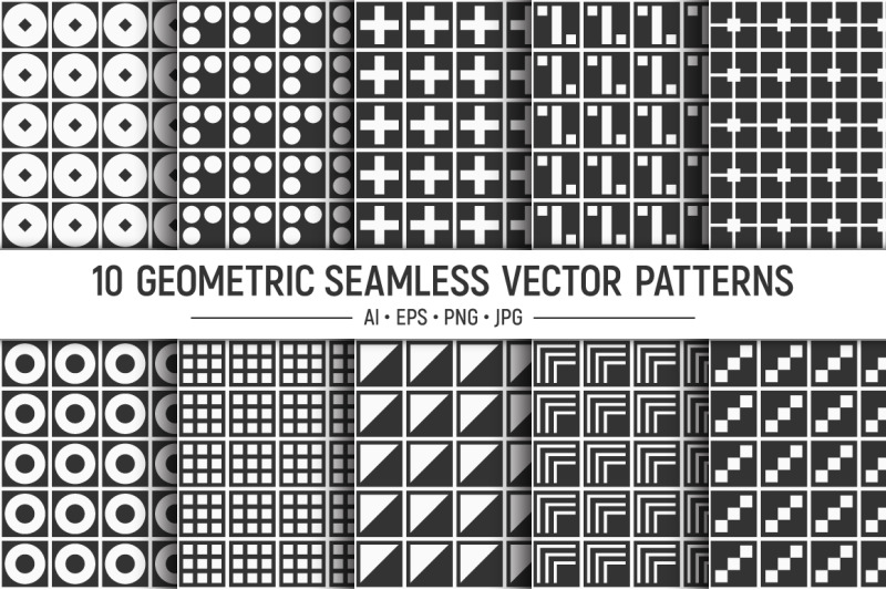 10-geometric-shapes-seamless-vector-patterns