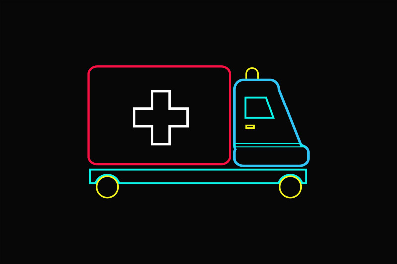 medical-icon-neon-line-with-ambulance