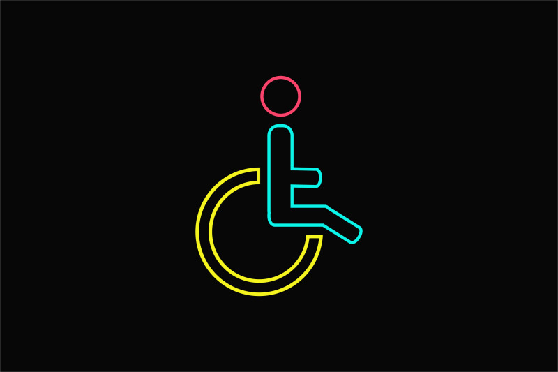 medical-icon-neon-line-with-wheelchair