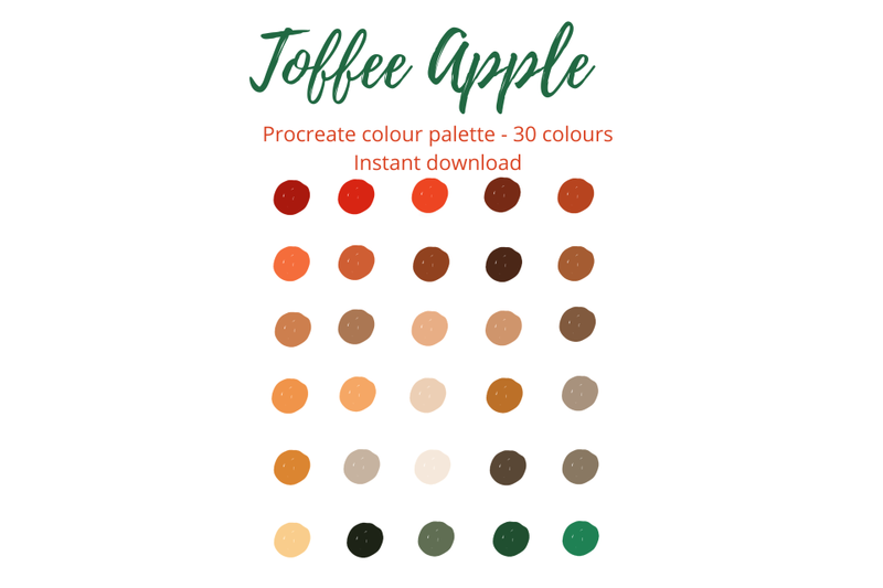 toffee-apple-procreate-palette-swatch-x-30-colours-shades
