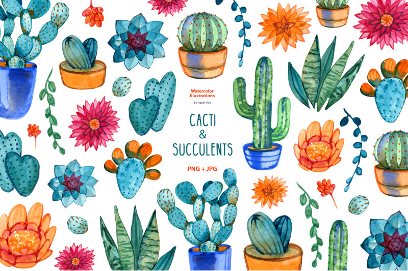 watercolor-cacti-and-succulents