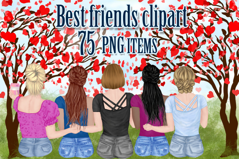 best-friends-clipart-girls-clipart-heart-shape-tree