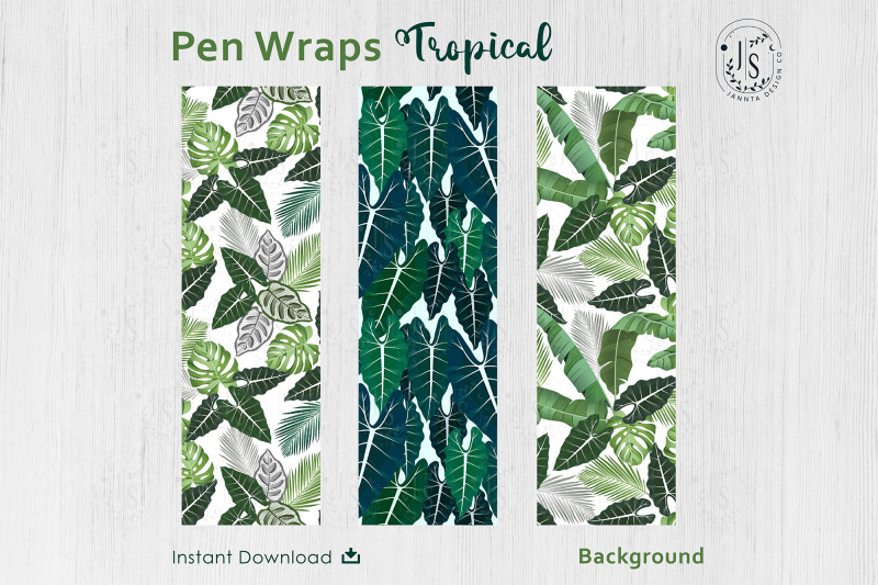 tropical-leaf-pen-wraps-png-file-set