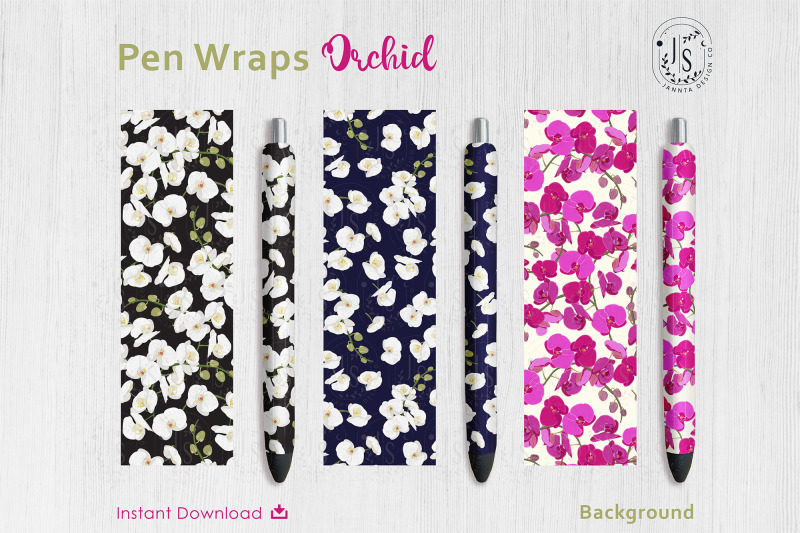 orchid-flower-pen-wraps-png-file-set