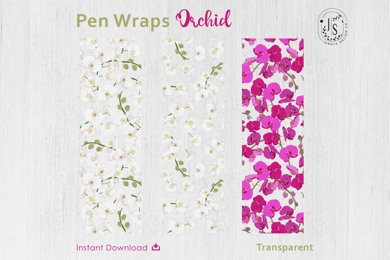 orchid-flower-pen-wraps-png-file-set