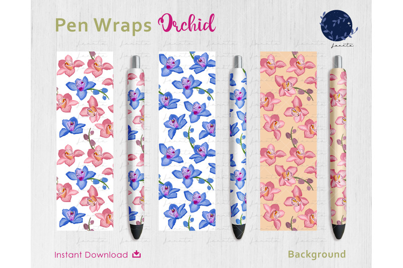 orchid-flower-pen-wraps-png-file-set