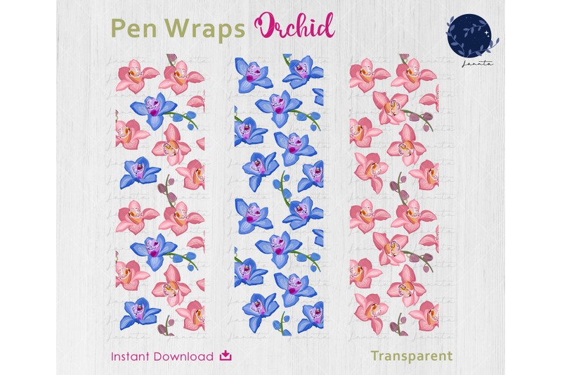 orchid-flower-pen-wraps-png-file-set