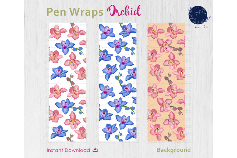 orchid-flower-pen-wraps-png-file-set