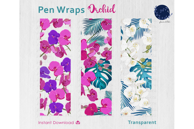 orchid-flower-pen-wraps-png-file-set