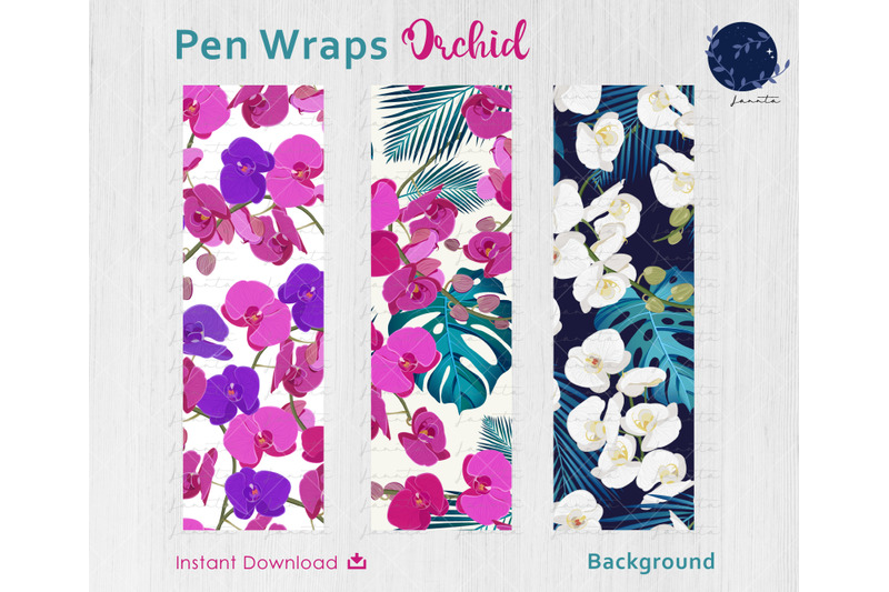 orchid-flower-pen-wraps-png-file-set